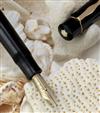 Montblanc L139G black celluloid with flat middle cap band stamped ""Montblanc Meisterstück.""